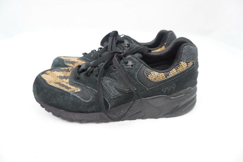 NEW BALANCE WL999PW 999 USED/NO INSOLES WOM 8 BLACK WEAVE SUEDE LEATHER SNEAKERS